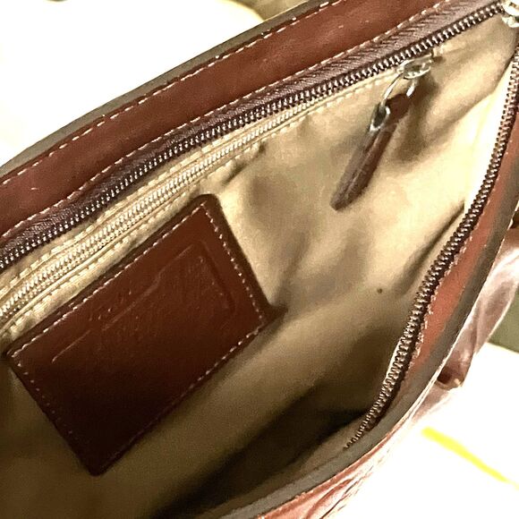 Coach Ashley Handbag Clutch Wristlet Mahogany Brown Pleated Leather Purse F13734 - Picture 12 of 16